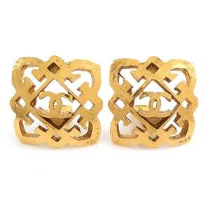 CHANEL Gold Logo Earrings
